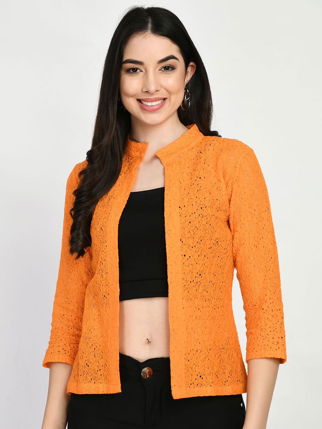 

RAYWARE Women Longline Shrug, Orange