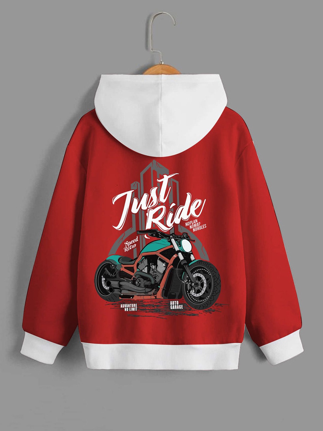 

Dagcros Boys Printed Hooded Sweatshirt, Red
