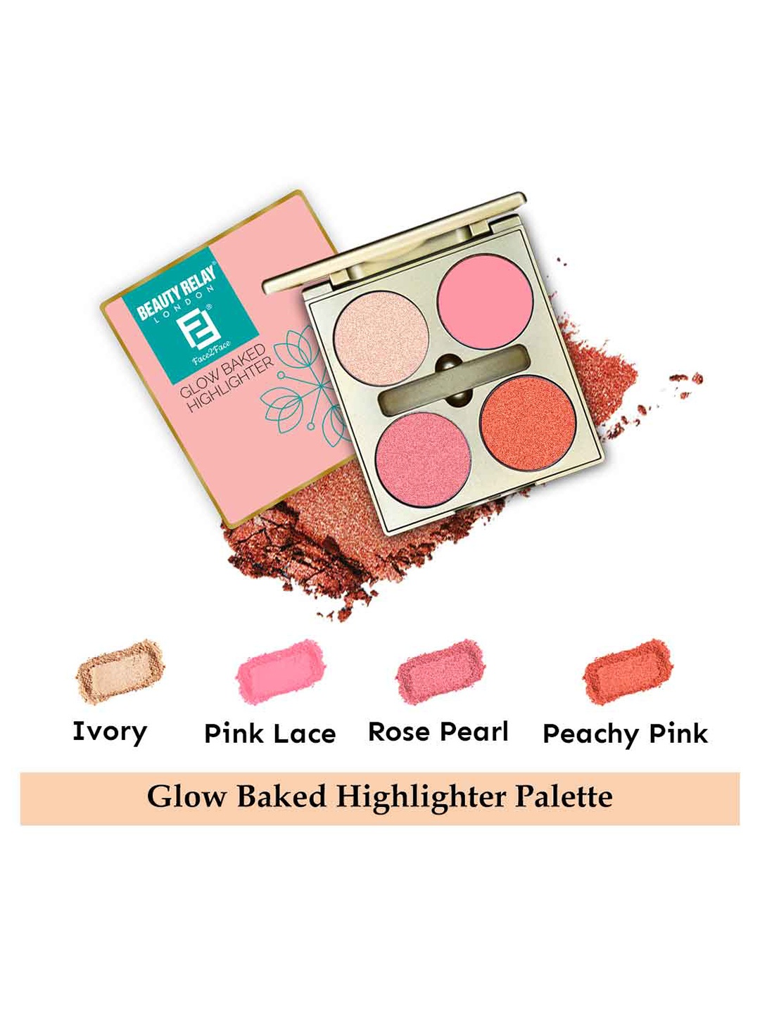 

BeautyRelay London Face 2 Face Glow Baked Shimmer Highlighter Palette, Multi