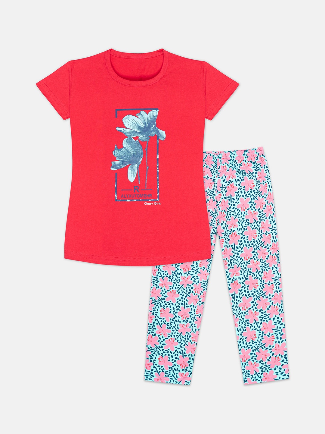 

Tee Weavers Girls Printed Night suit, Red