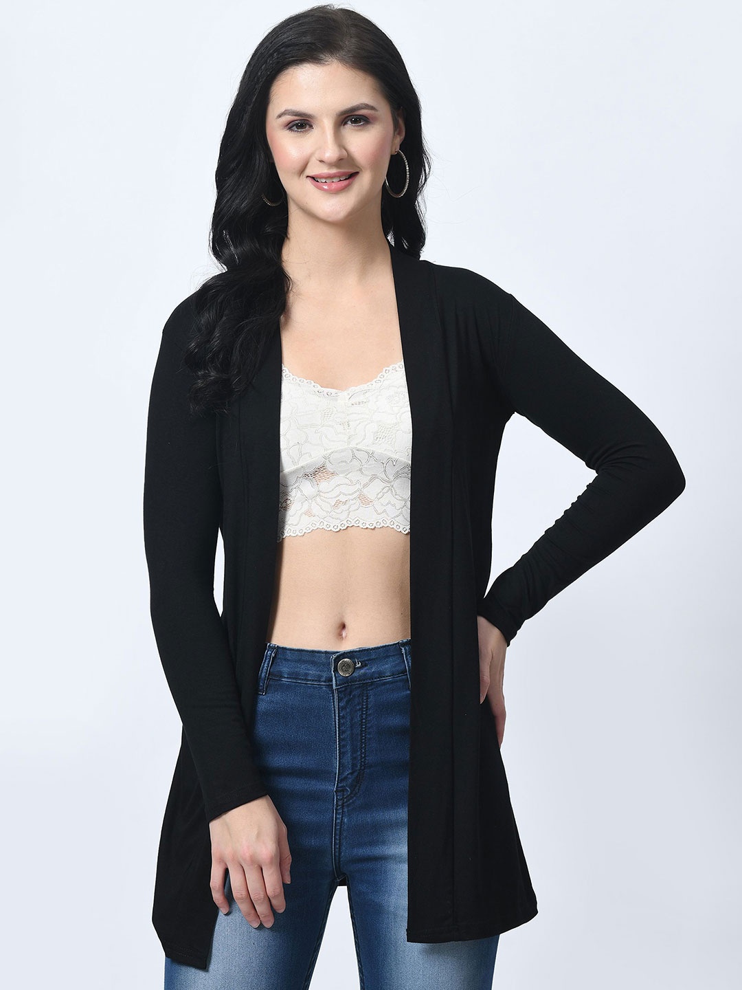 

RAYWARE Women Longline Shrug, Black