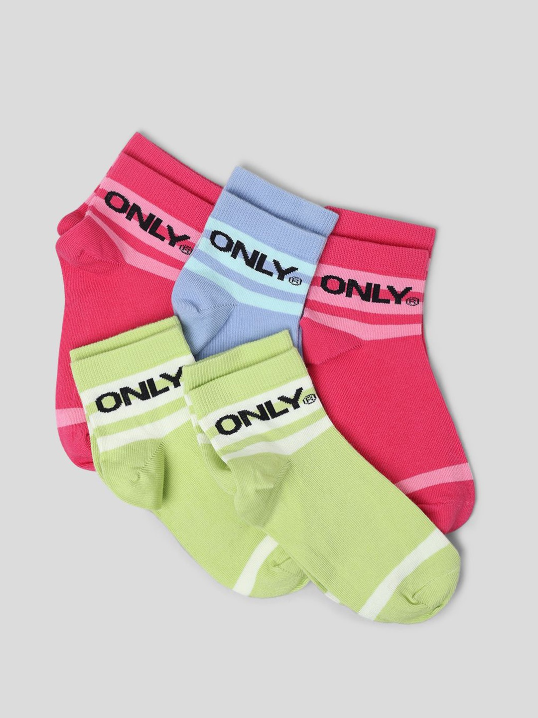 

ONLY Women onlOEX FLOW Pack Of 5 Patterned Ankle Length Socks, Green
