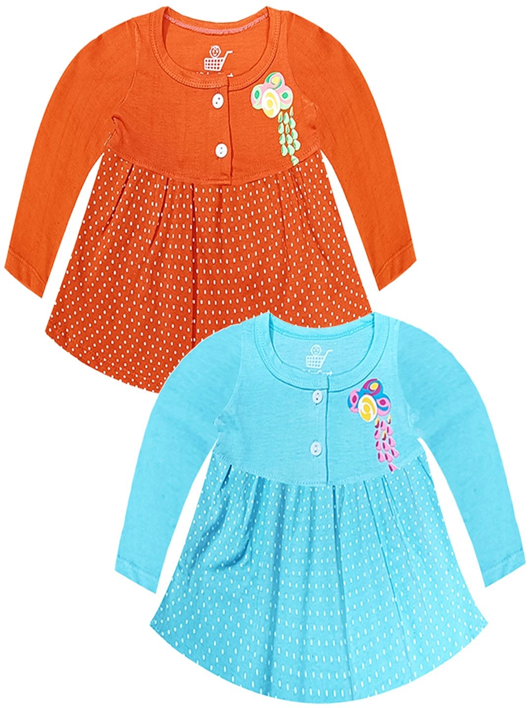 

KidzzCart Girls Pack of 2 Polka Dot Print Fit & Flare Dress, Multi