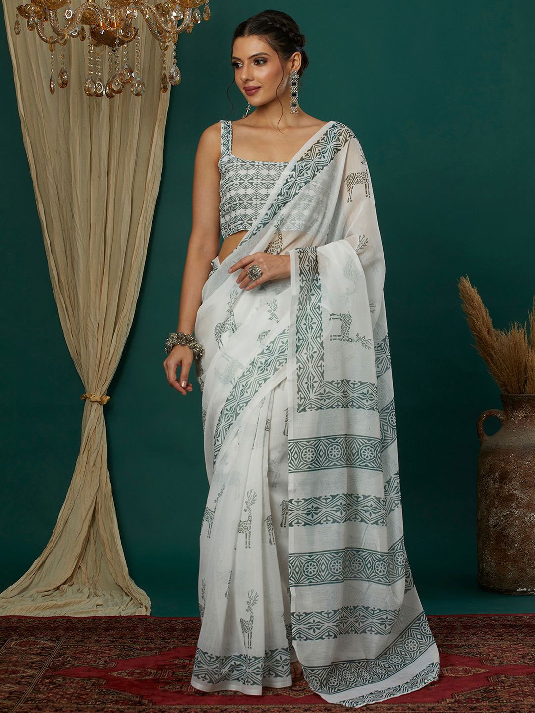 

KALINI Saree, White