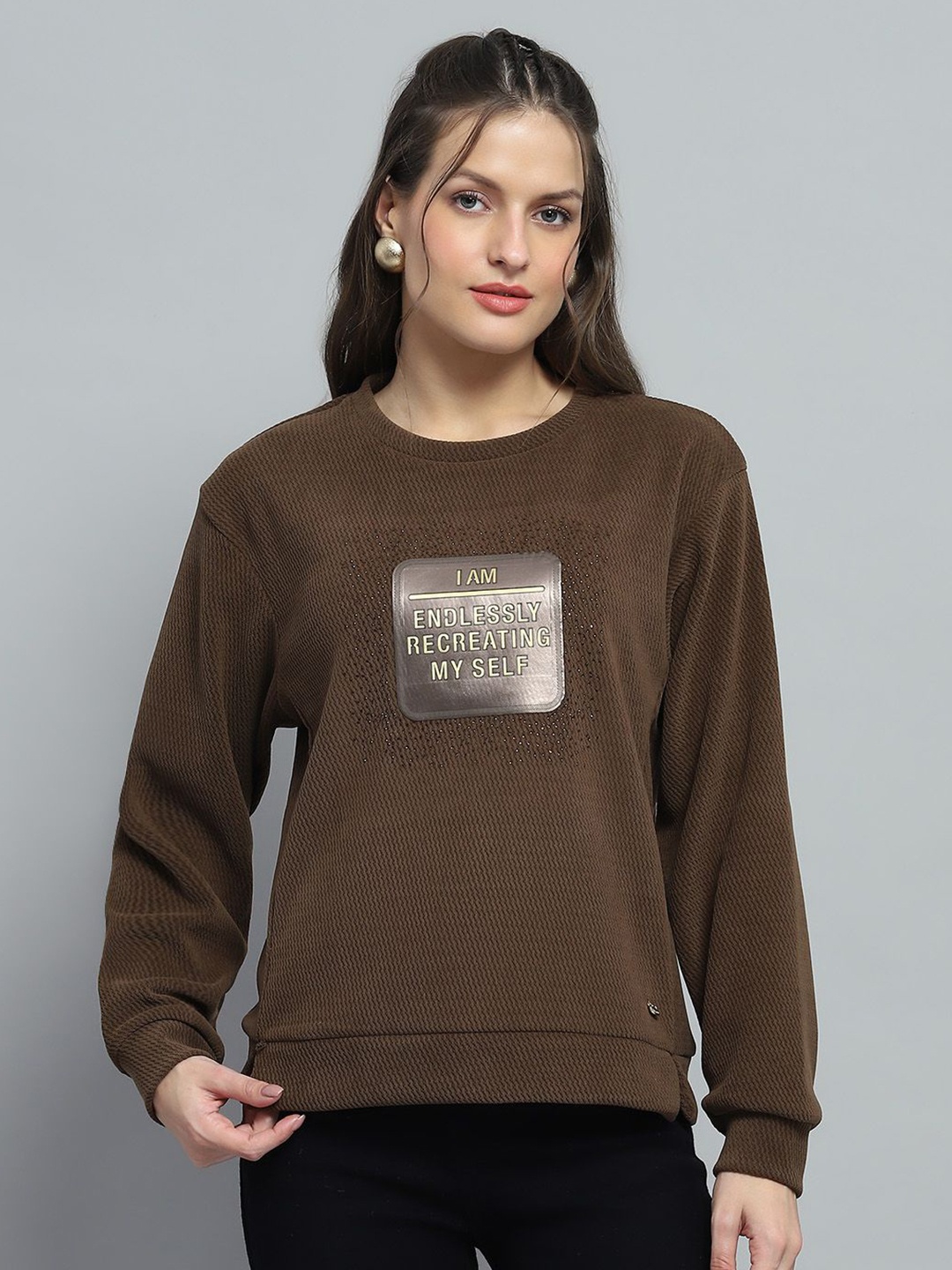 

Monte Carlo Women Printed Sweatshirt, Brown
