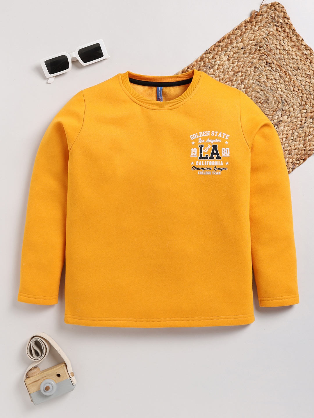 

Here&Now X Game Begins Boys Typography Sweatshirt, Mustard