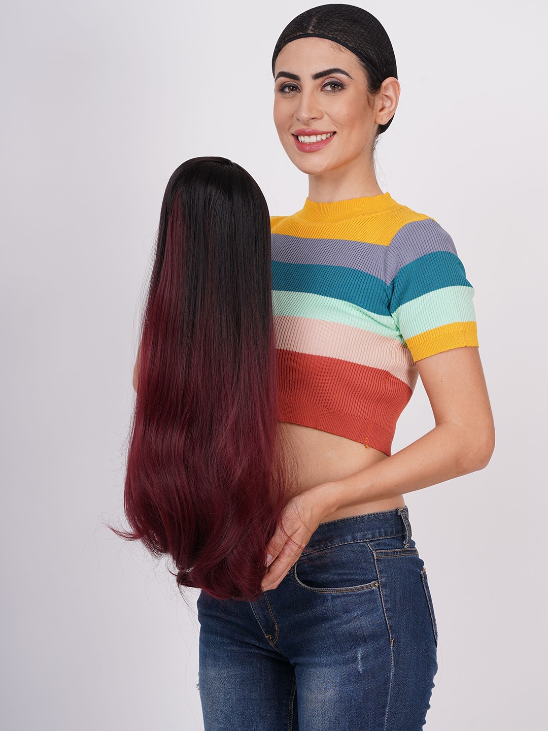 

CRIBE Halo Straight Toupee Hair Extension - Brown - 30 Inch, Black