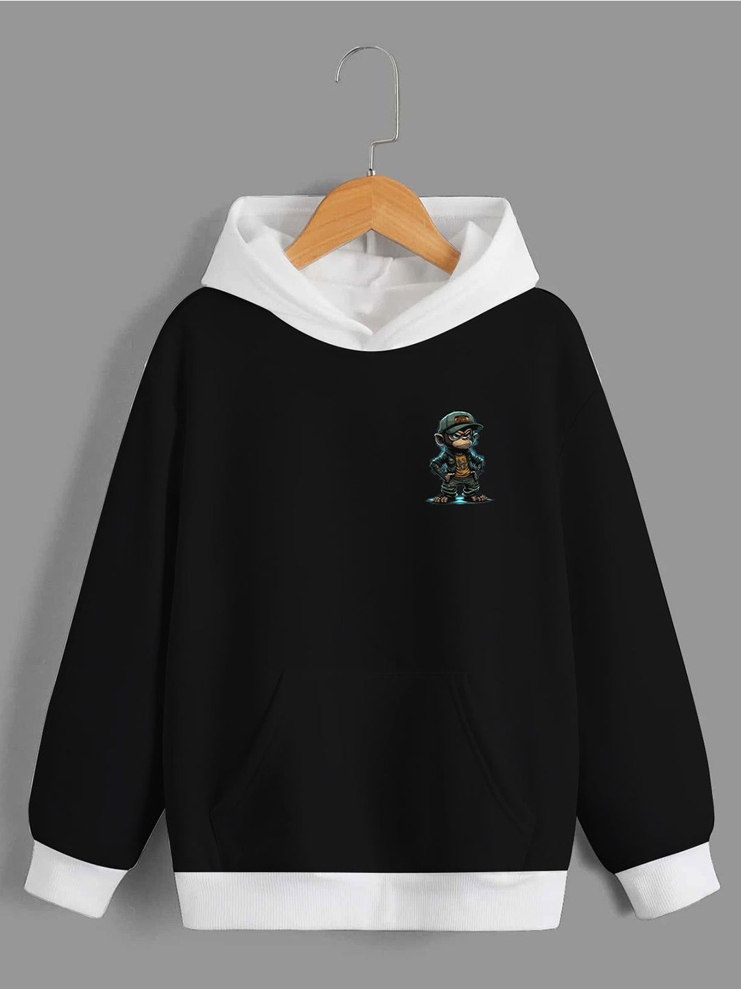 

Dagcros Boys Printed Hooded Sweatshirt, Black