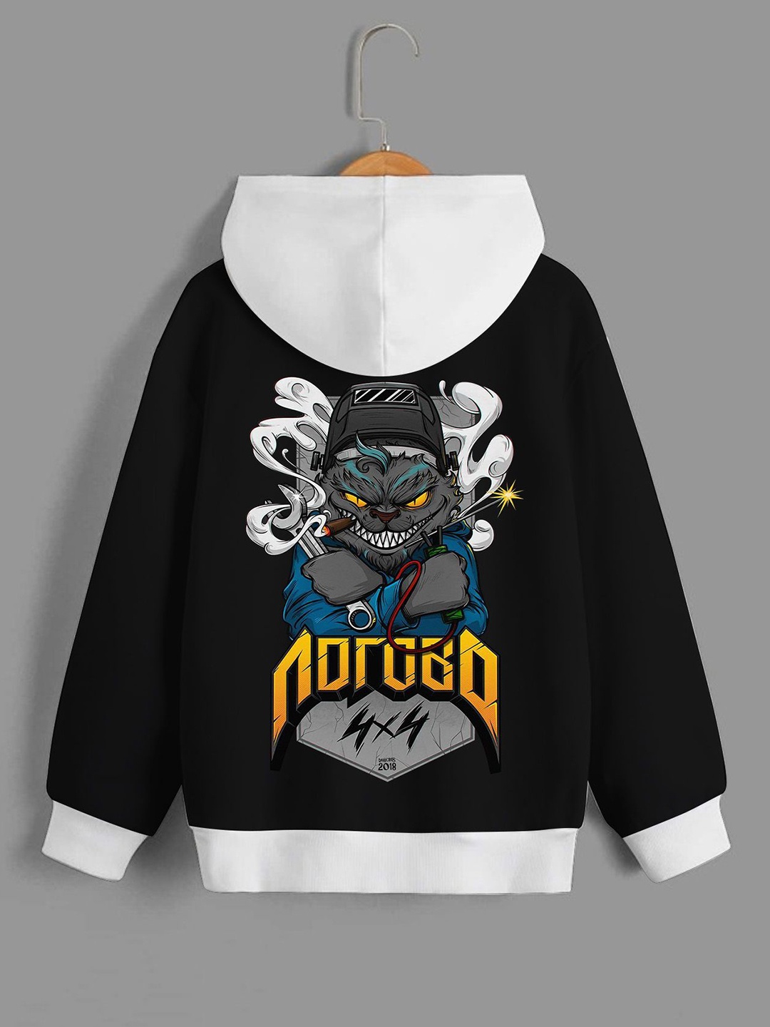 

Dagcros Boys Printed Hooded Sweatshirt, Black