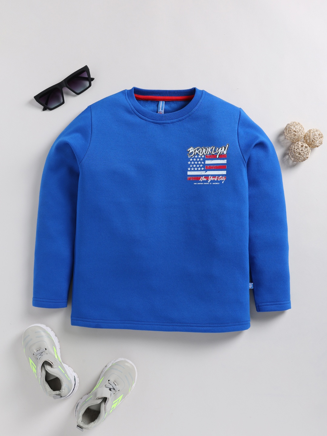 

Here&Now X Game Begins Boys Typography Sweatshirt, Blue