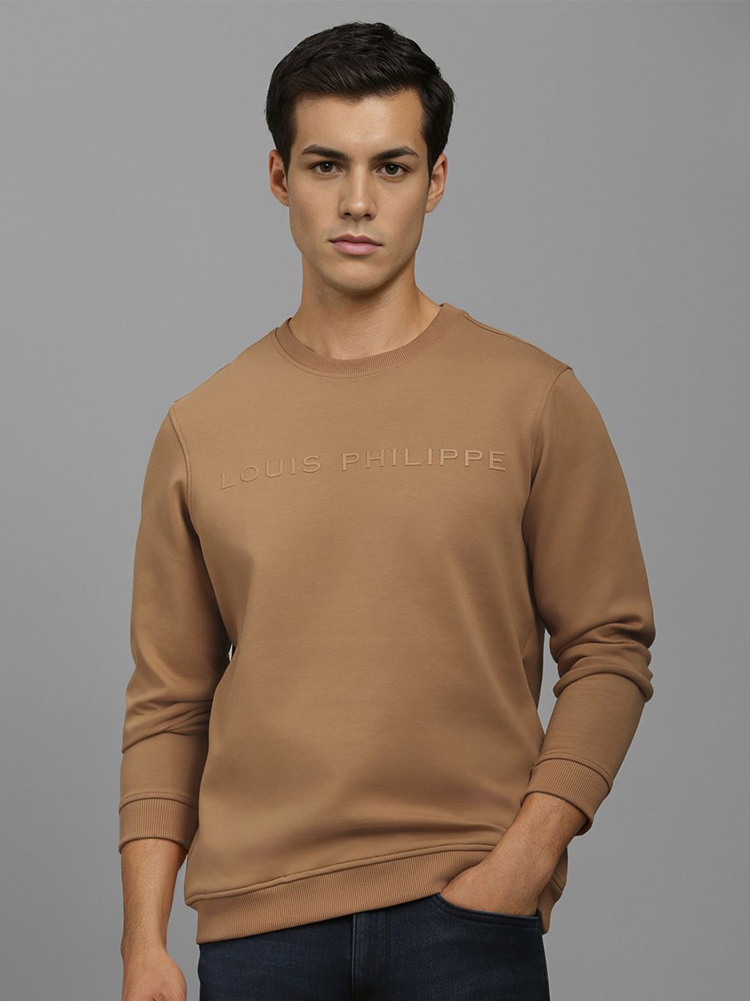 

Louis Philippe Men Printed Sweatshirt, Brown
