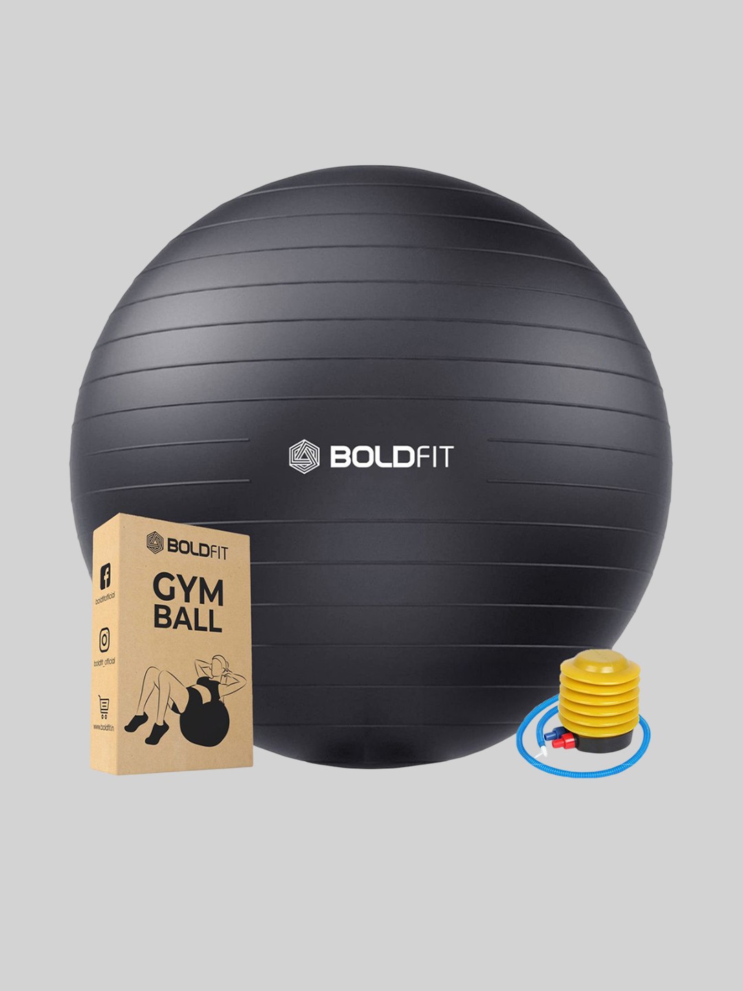 

BOLDFIT Gym Ball - 55 Cm Workout Accessories, Black