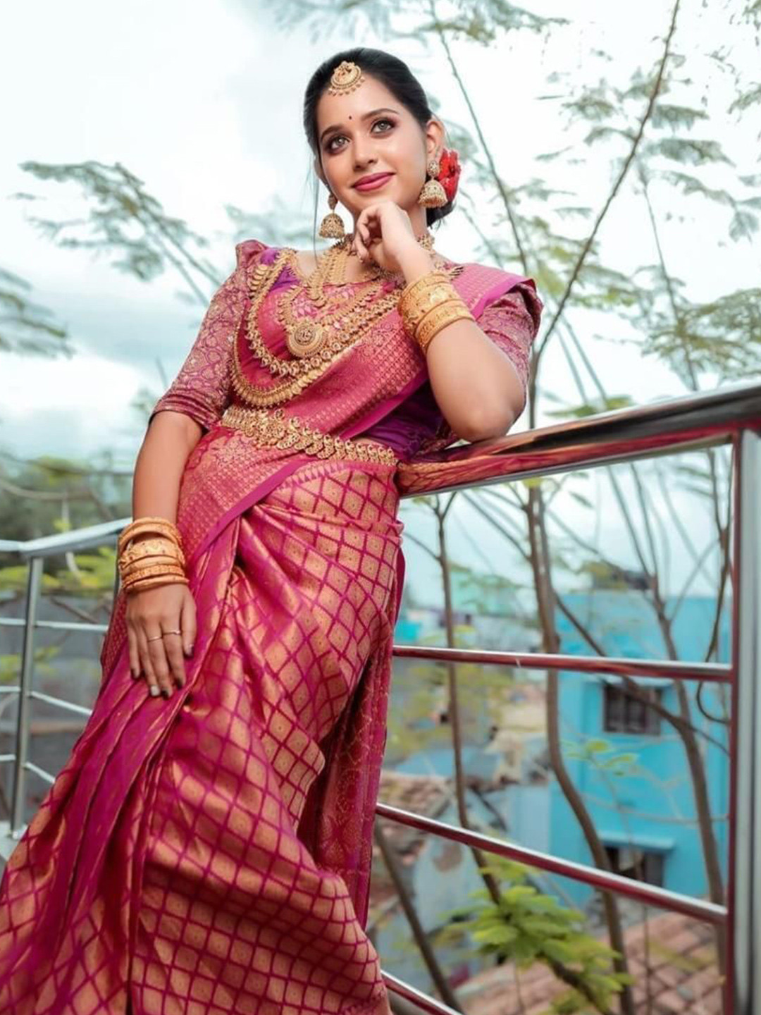 

Upalksh Pure Cotton Patola Saree, Pink