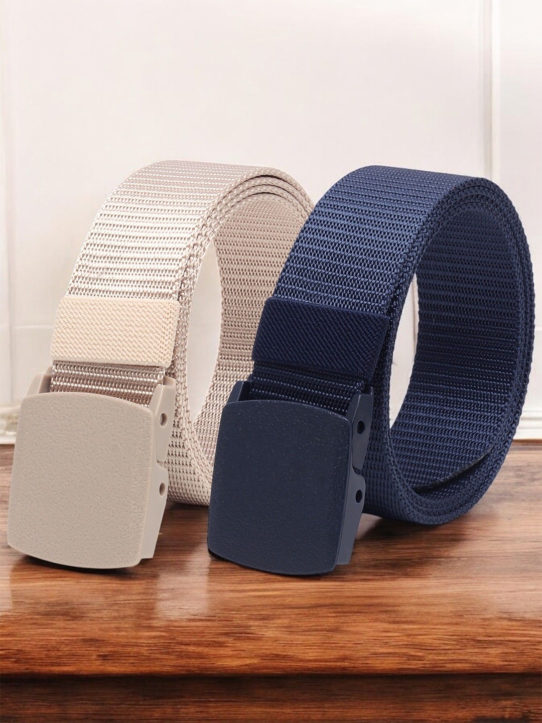 

Provogue Men Pack Of 2 Canvas Wide Casual Belt, Blue