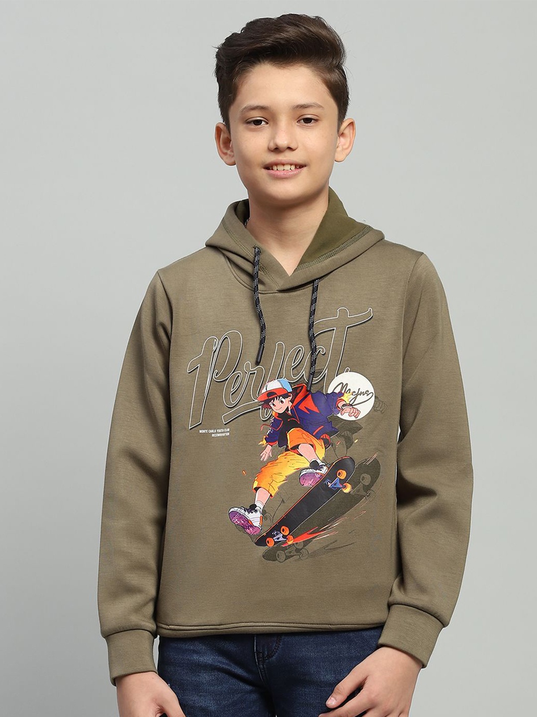 

Monte Carlo Boys Printed Hooded Sweatshirt, Olive