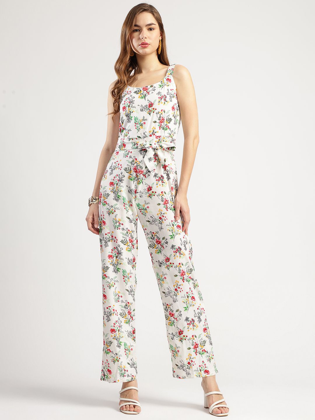 

T TRYON ULTIMATE Women Printed Basic Jumpsuit, White