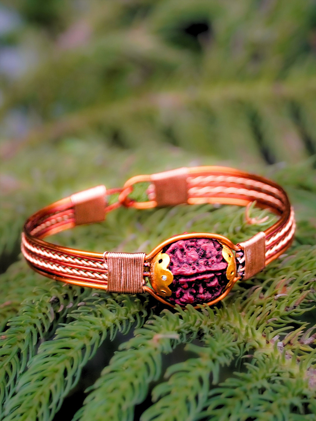

Japam Unisex Brass Copper-Plated Authentic Amethyst Mystic Wraparound Bracelet