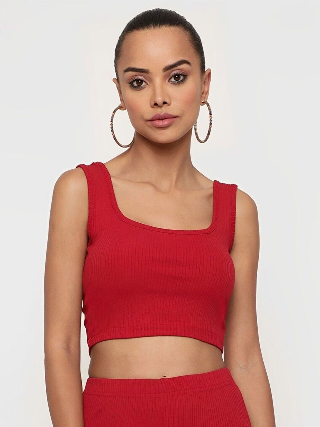 

sollobell Cotton Tank Crop Top, Red