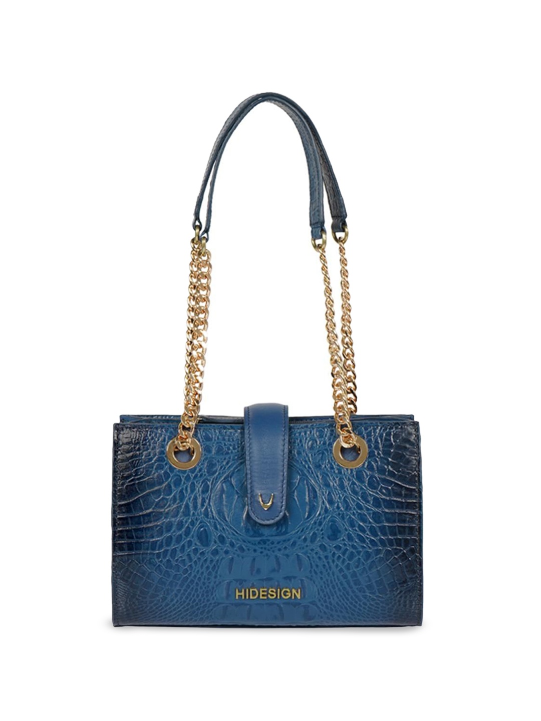 

Hidesign Women Textured Structured Leather Shoulder Bag, Blue