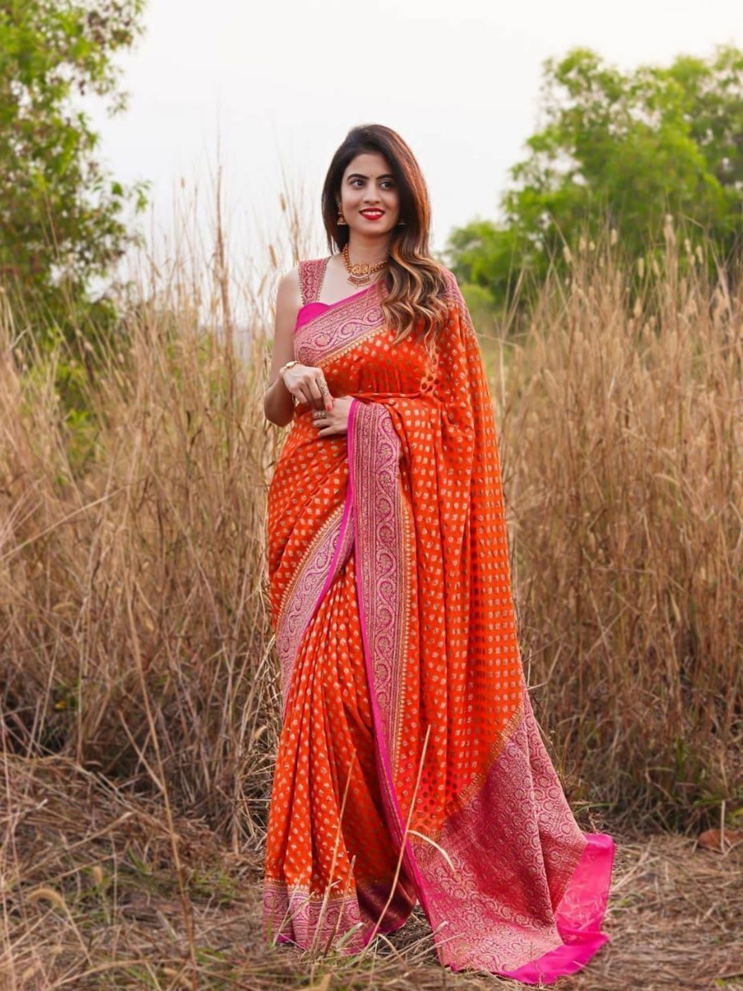 

Upalksh Ethnic Motifs Banarasi Saree, Orange