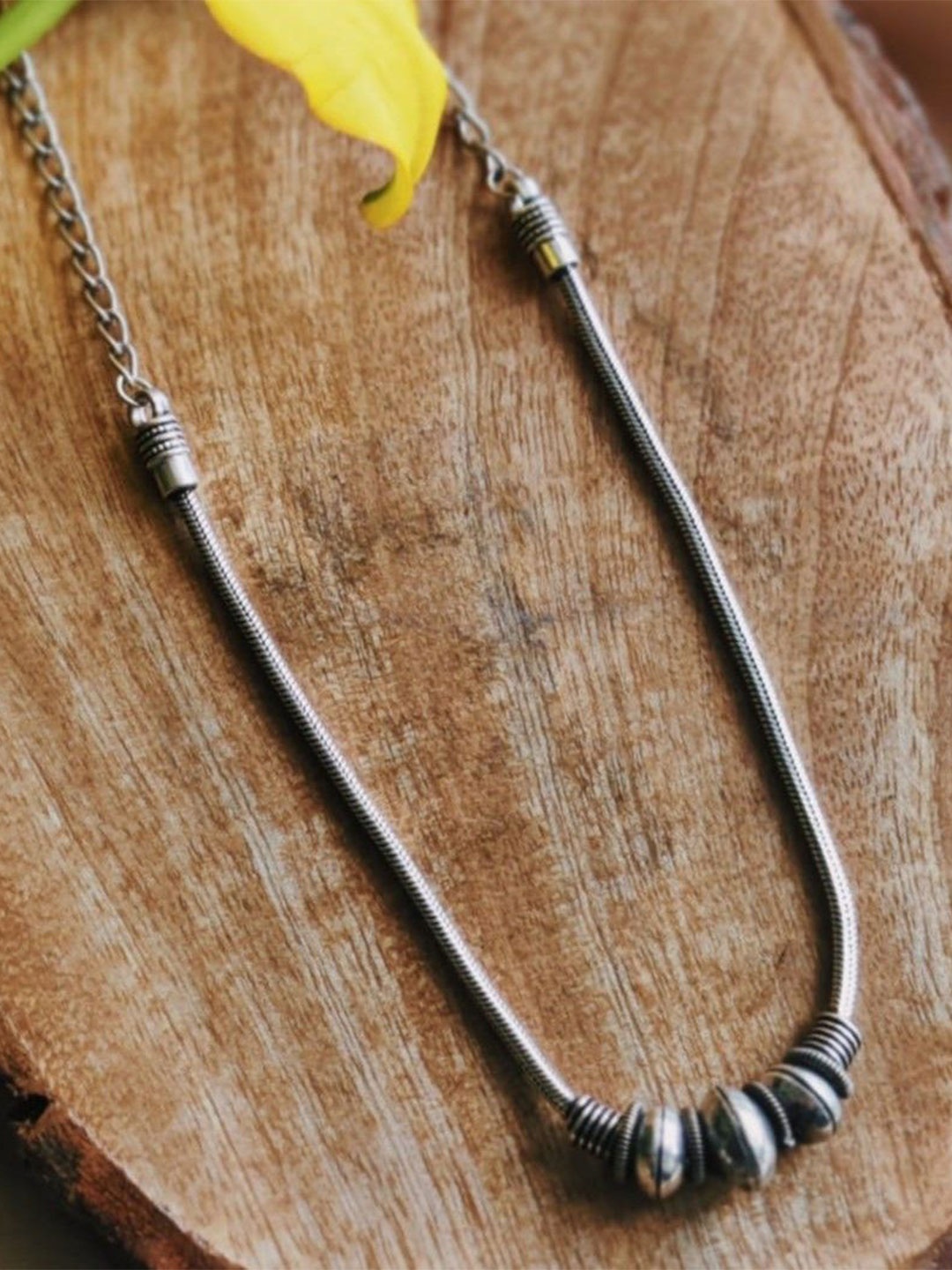 

Janpath Online Brass Necklace, Silver