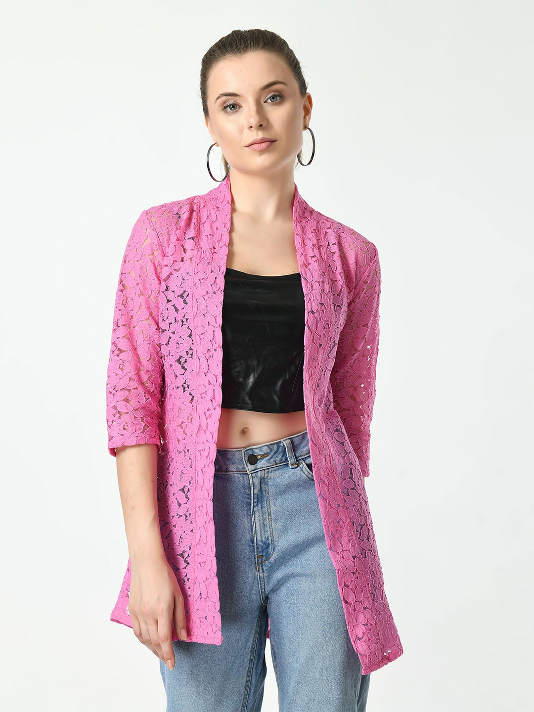 

RAYWARE Women Longline Shrug, Pink