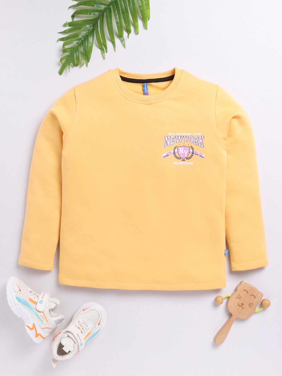 

Here&Now X Game Begins Boys Printed Typography Sweatshirt, Yellow
