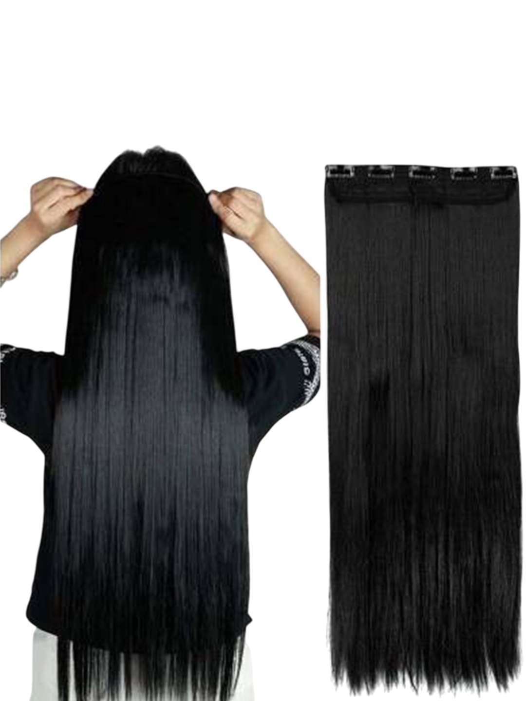 

CRIBE Clip-In Straight Scalp Topper Hair Extension - Black -22 Inch