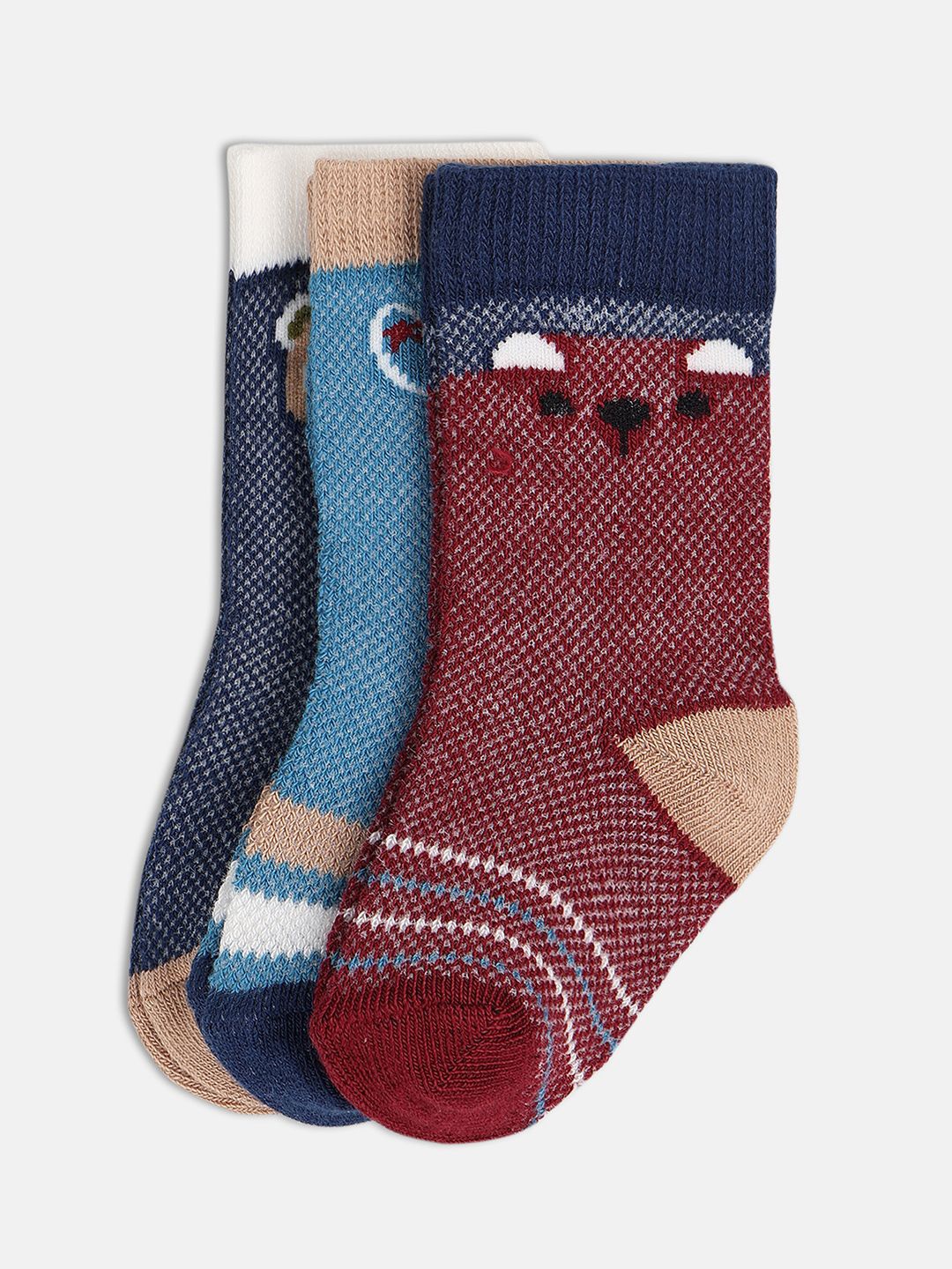 

MINI KLUB Boys Pack Of 3 Printed Ankle-Length Socks, Blue