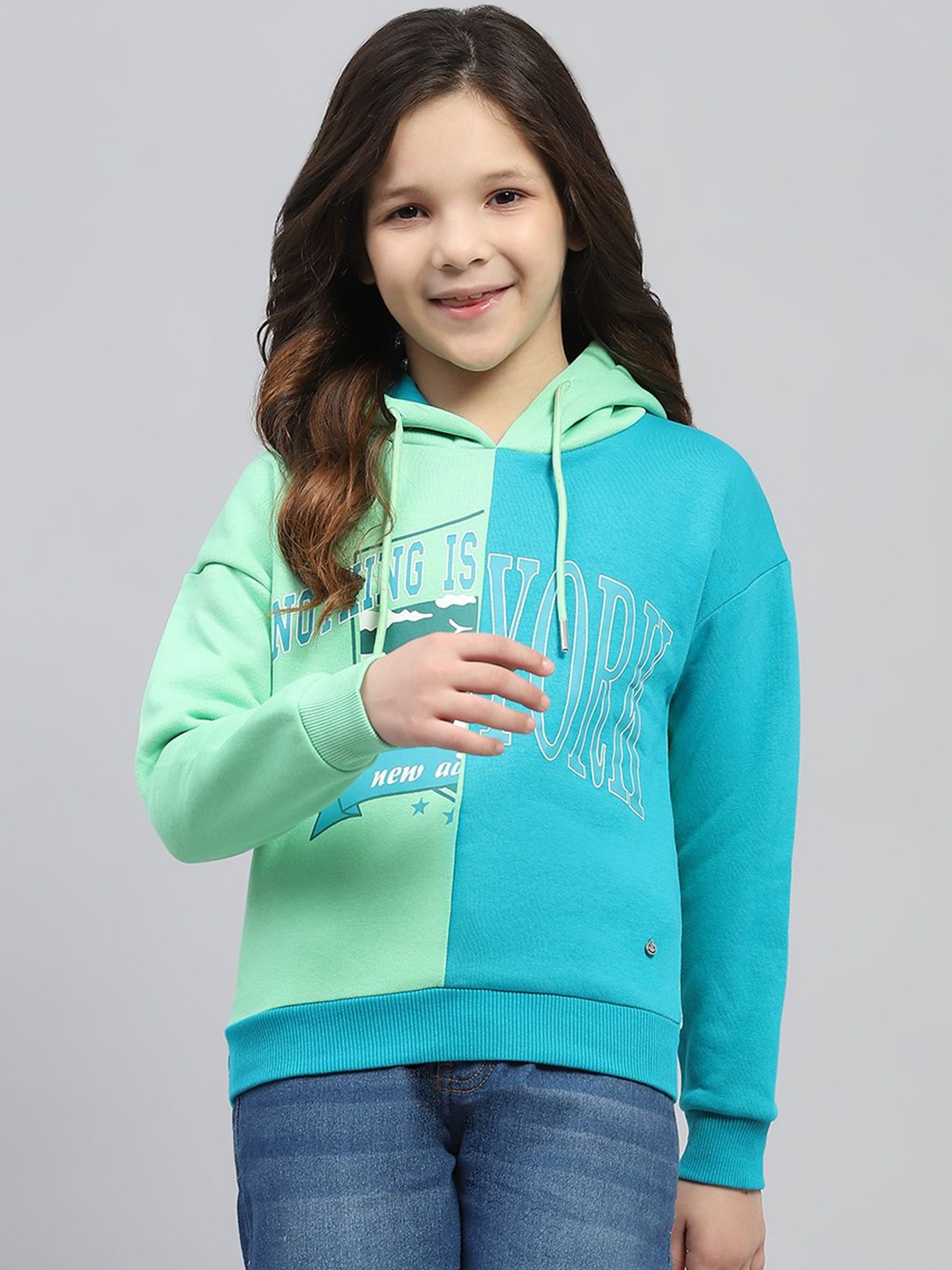 

Monte Carlo Girls Printed Hooded Sweatshirt, Teal