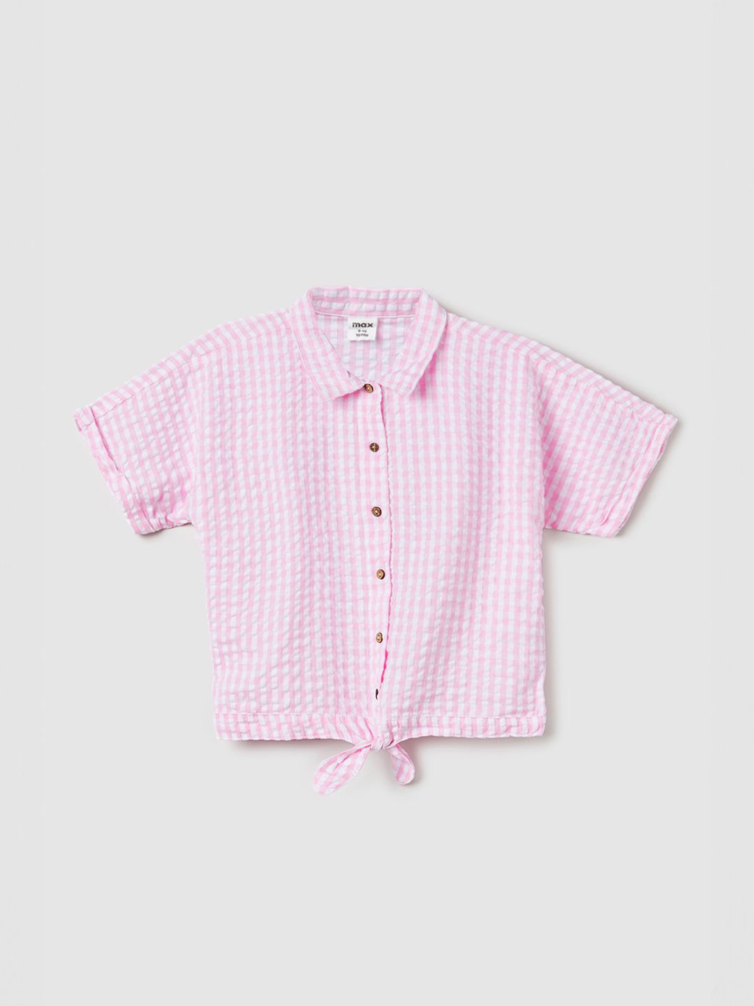 

max Girls Checked Cotton Shirt Style Top, Pink