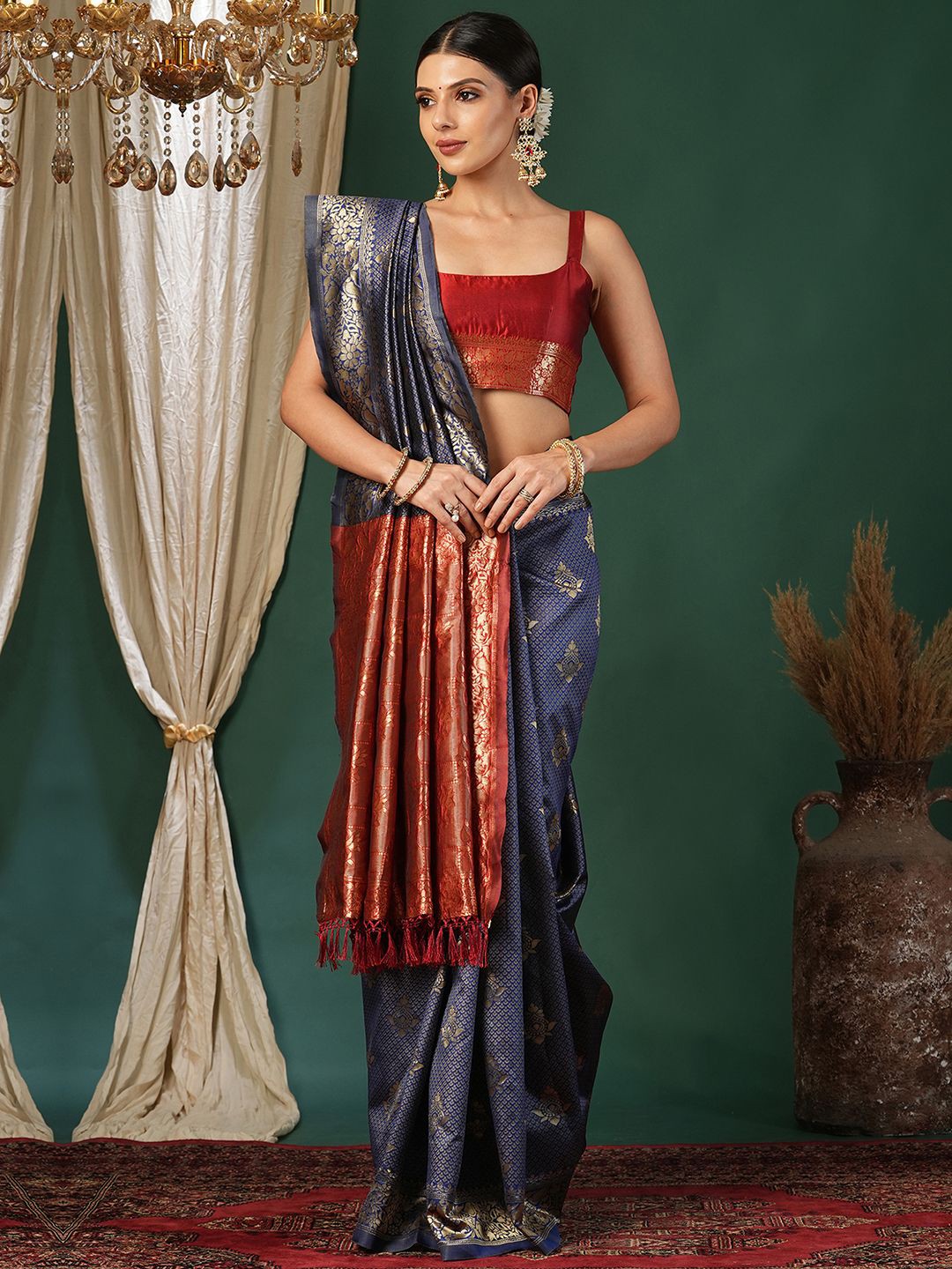 

KALINI Woven Design Banarasi Saree, Blue