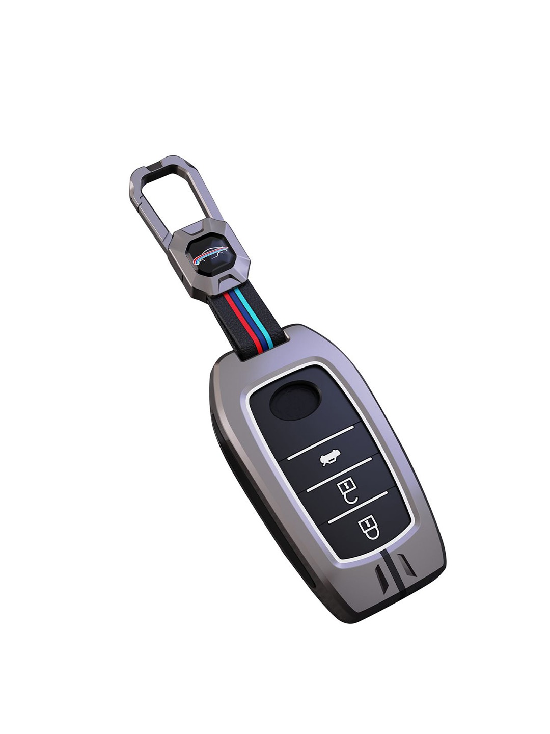 

CONTACTS Metal Silicon Toyota 3 Button Compatible Key Cover, Black