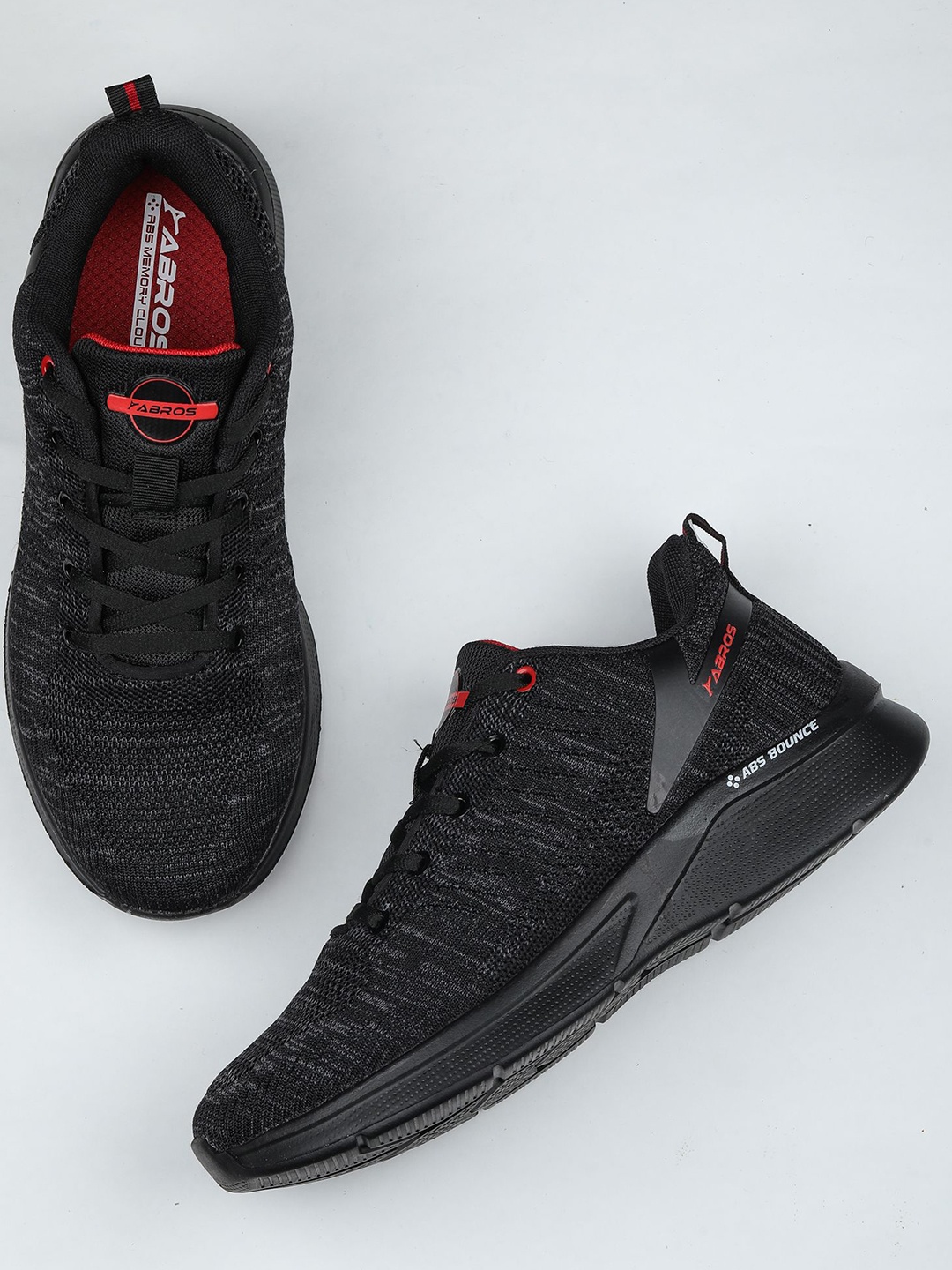 

ABROS Men Mesh Running Shoes, Black