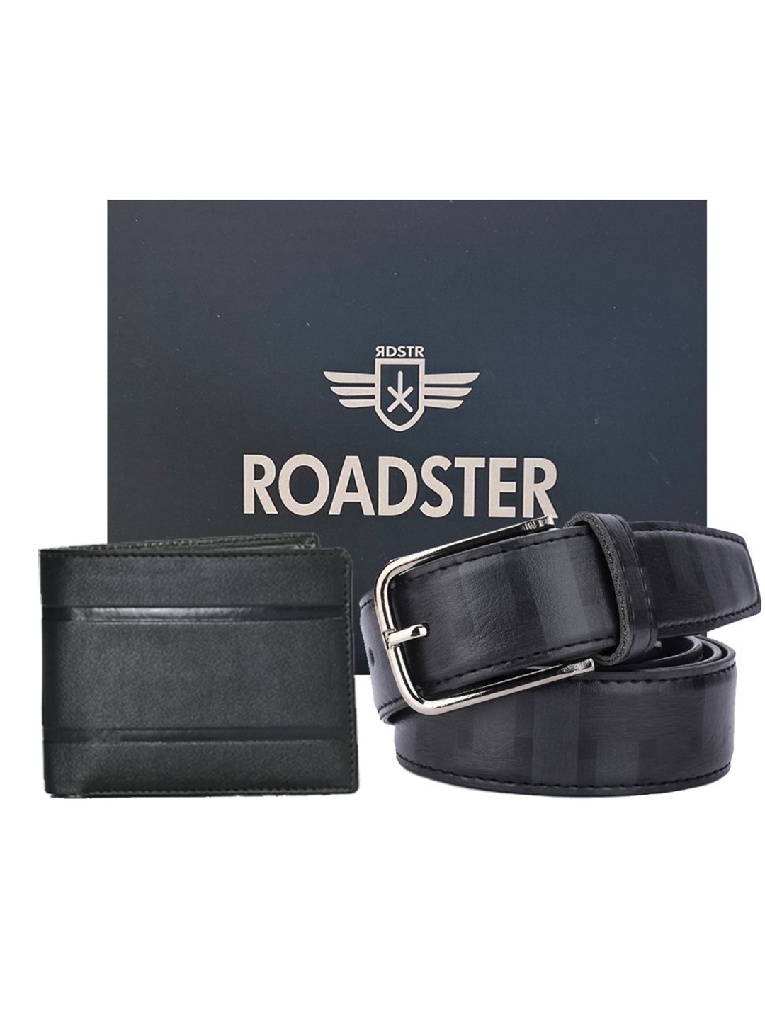 

The Roadster Lifestyle Co. Men Belt & Wallet Accessory Gift Set, Black