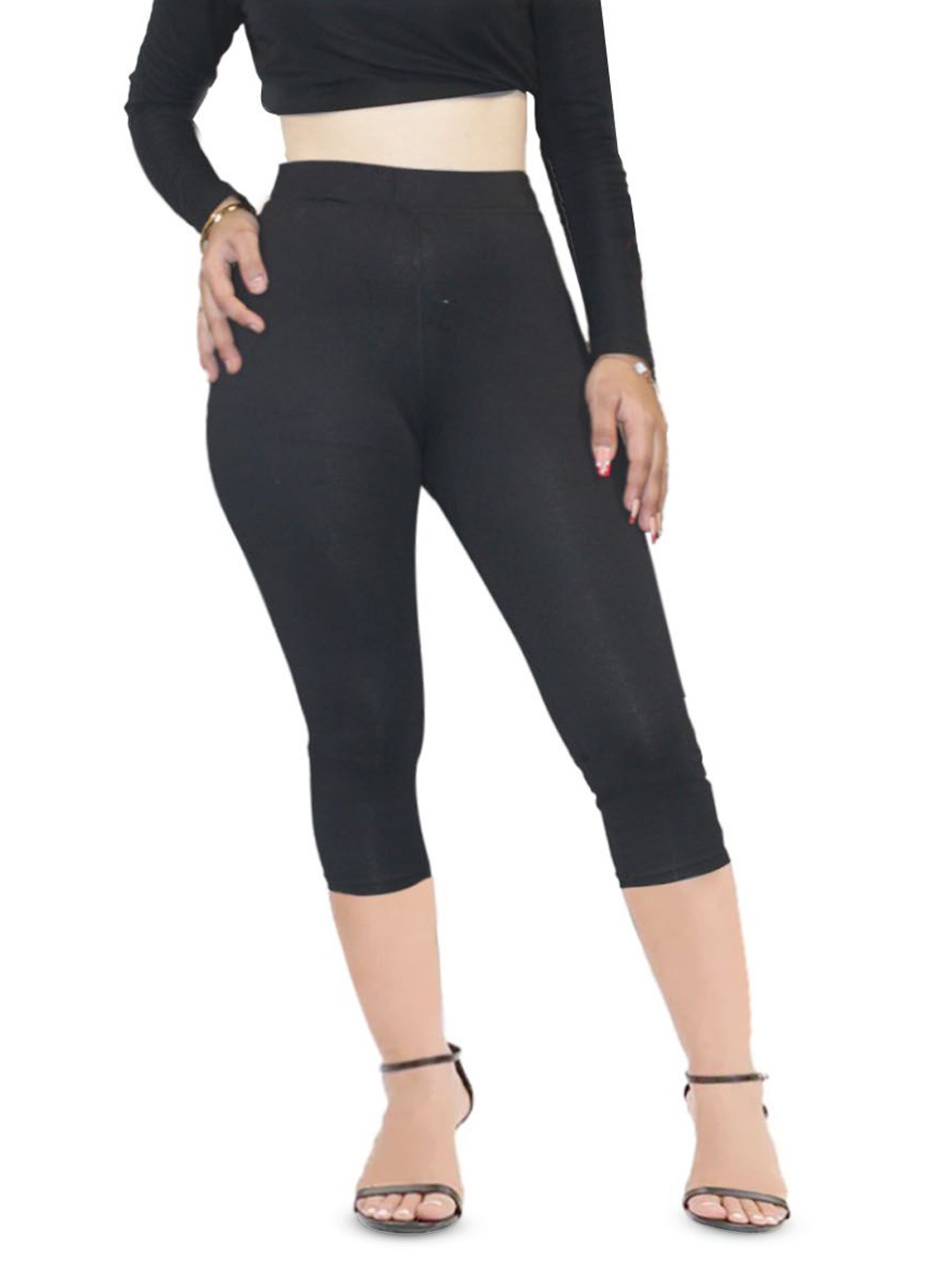 

PINK SHELL Women Cotton Capris, Black