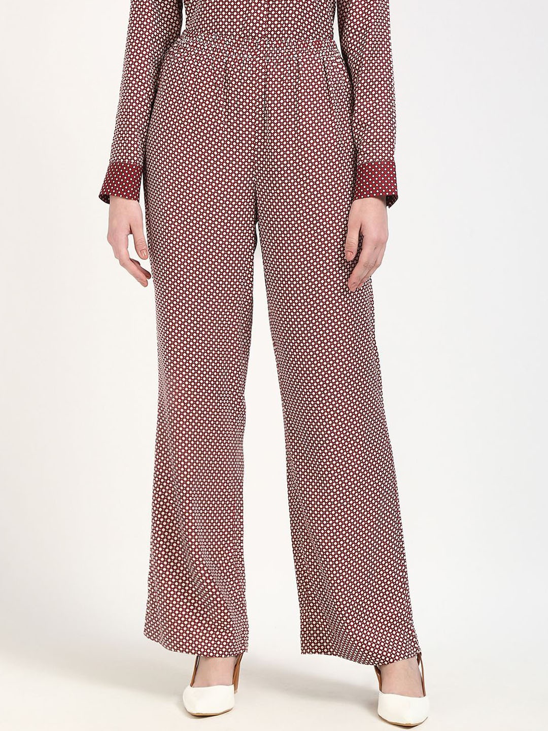 

Tommy Hilfiger Women Polka Dot Pleated Trousers, Red