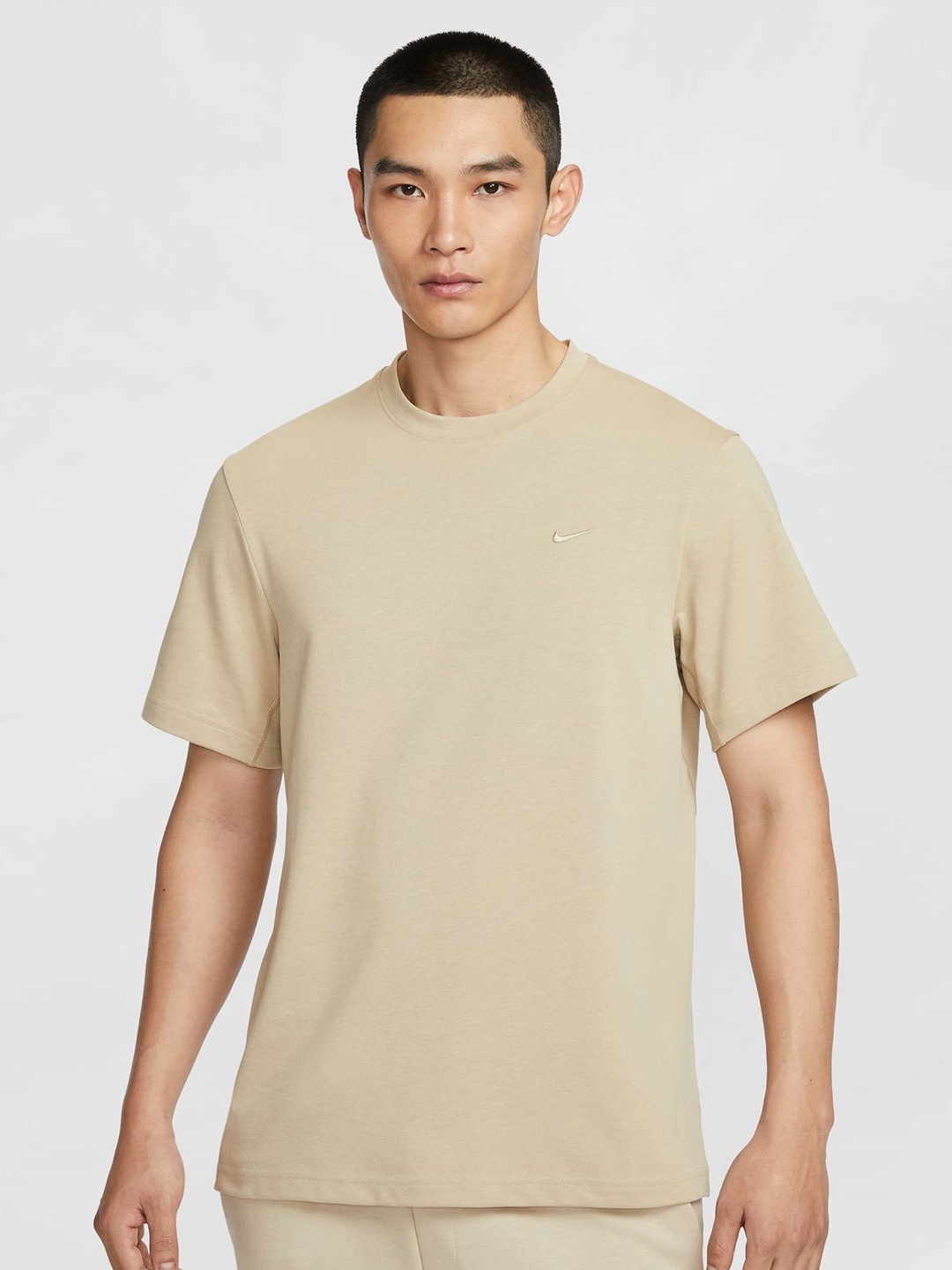 

Nike Men Dri-FIT Primary Solid Round Neck Cotton Sport T-shirt, Beige