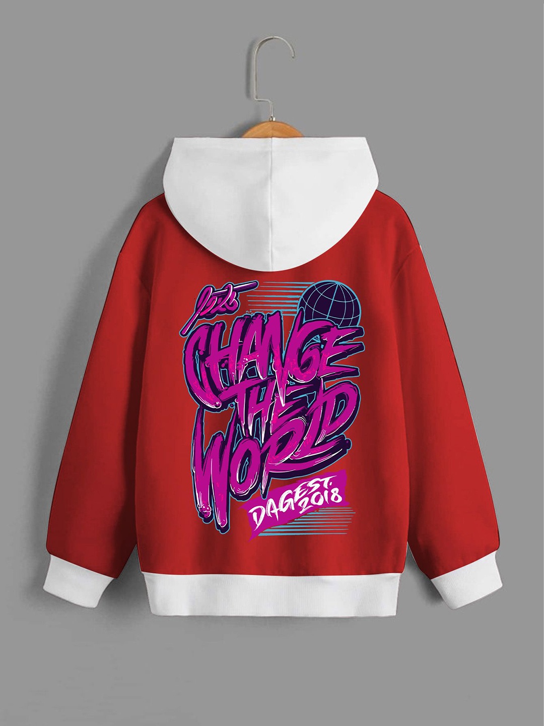 

Dagcros Boys Printed Hooded Sweatshirt, Red