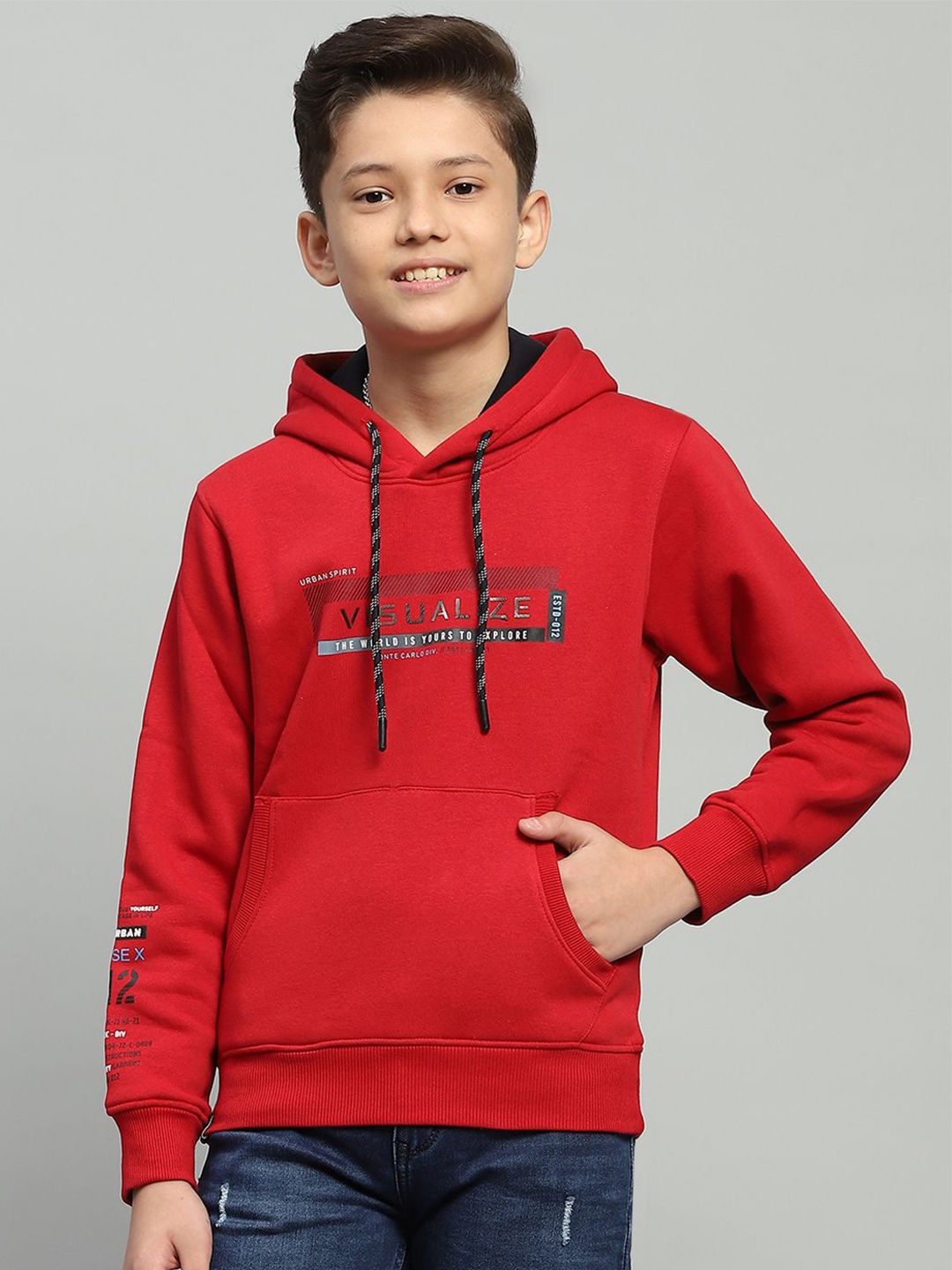 

Monte Carlo Boys Printed Hooded Sweatshirt, Red