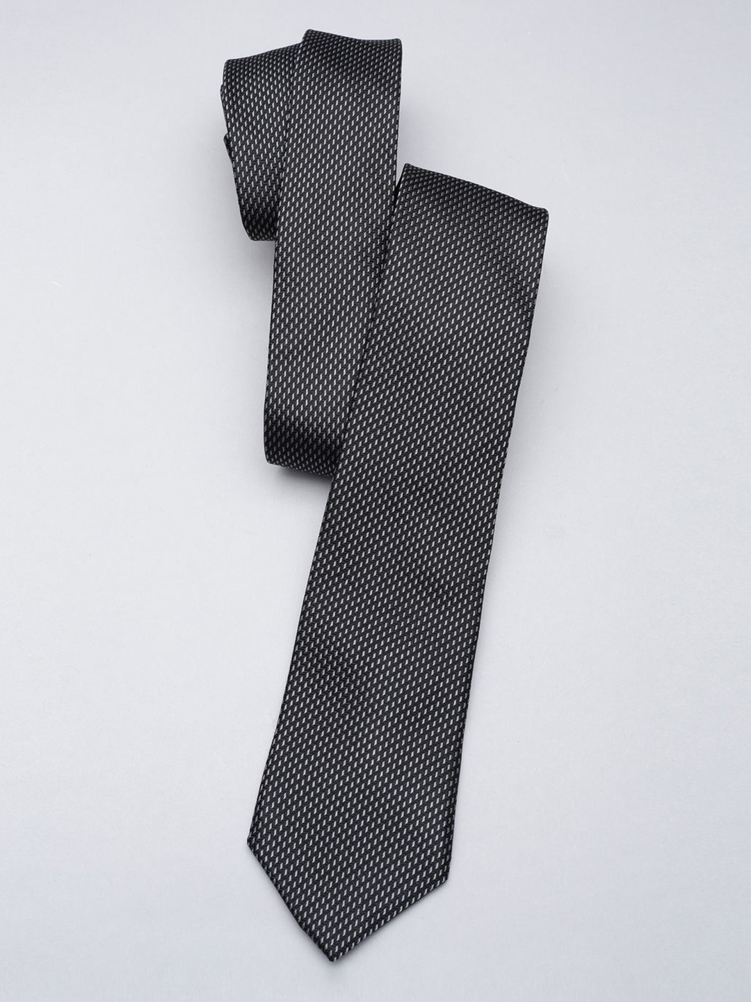 

Peter England Men Woven Design Broad Tie, Black