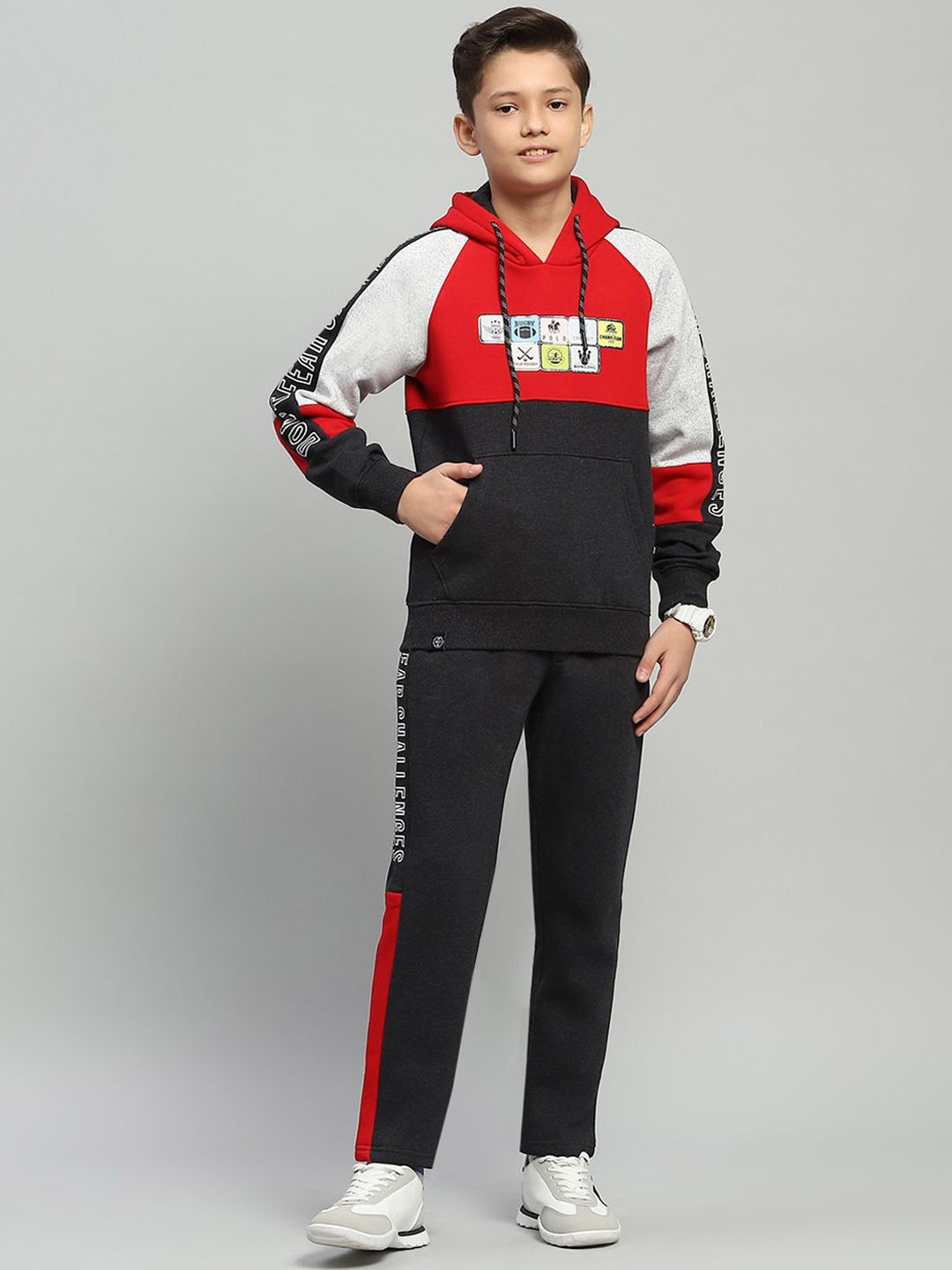 

Monte Carlo Boys Printed Mid Rise Tracksuit, Red