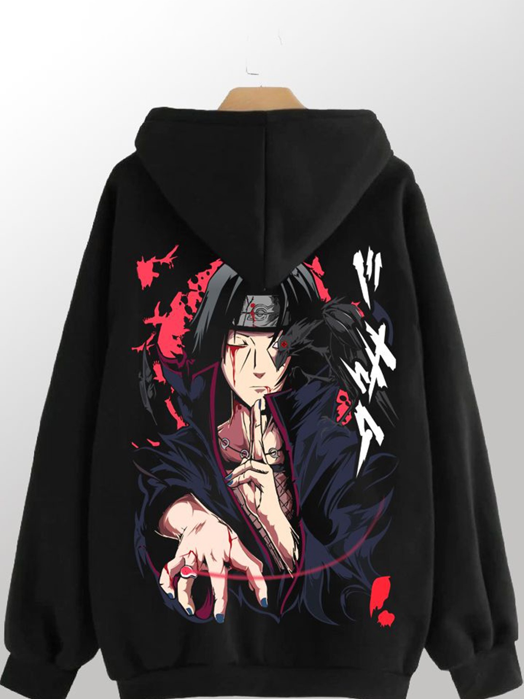 

ZEN1 FASHION Men Graphic Printed Hooded Sweatshirt, Black