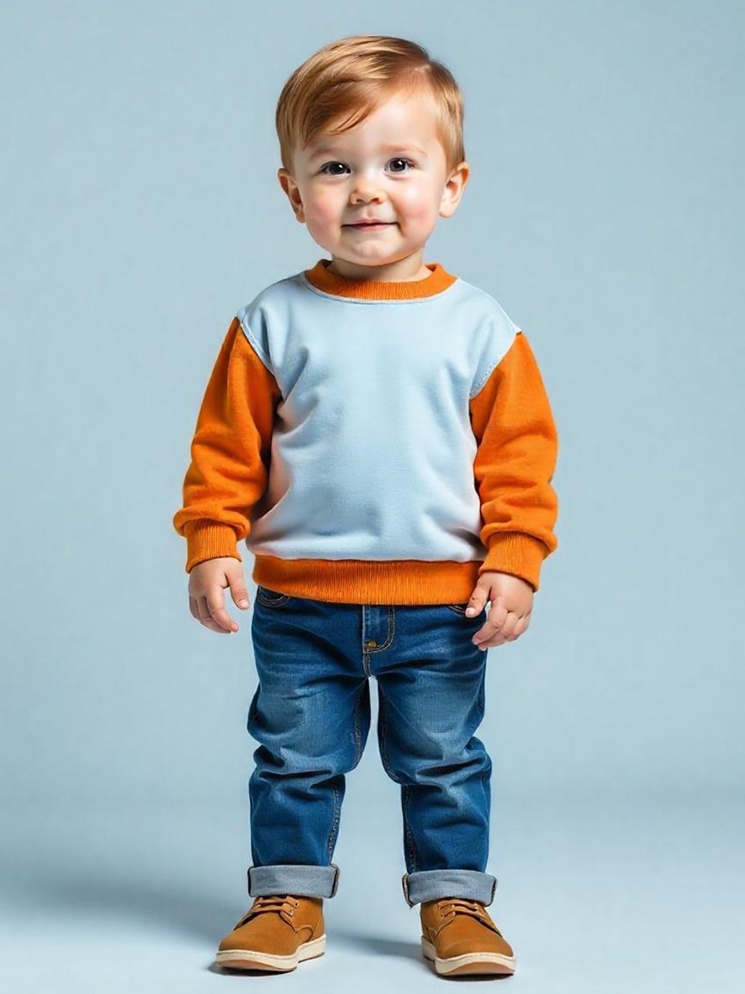 

BAESD Kids Colourblocked Cotton Sweatshirt, Blue