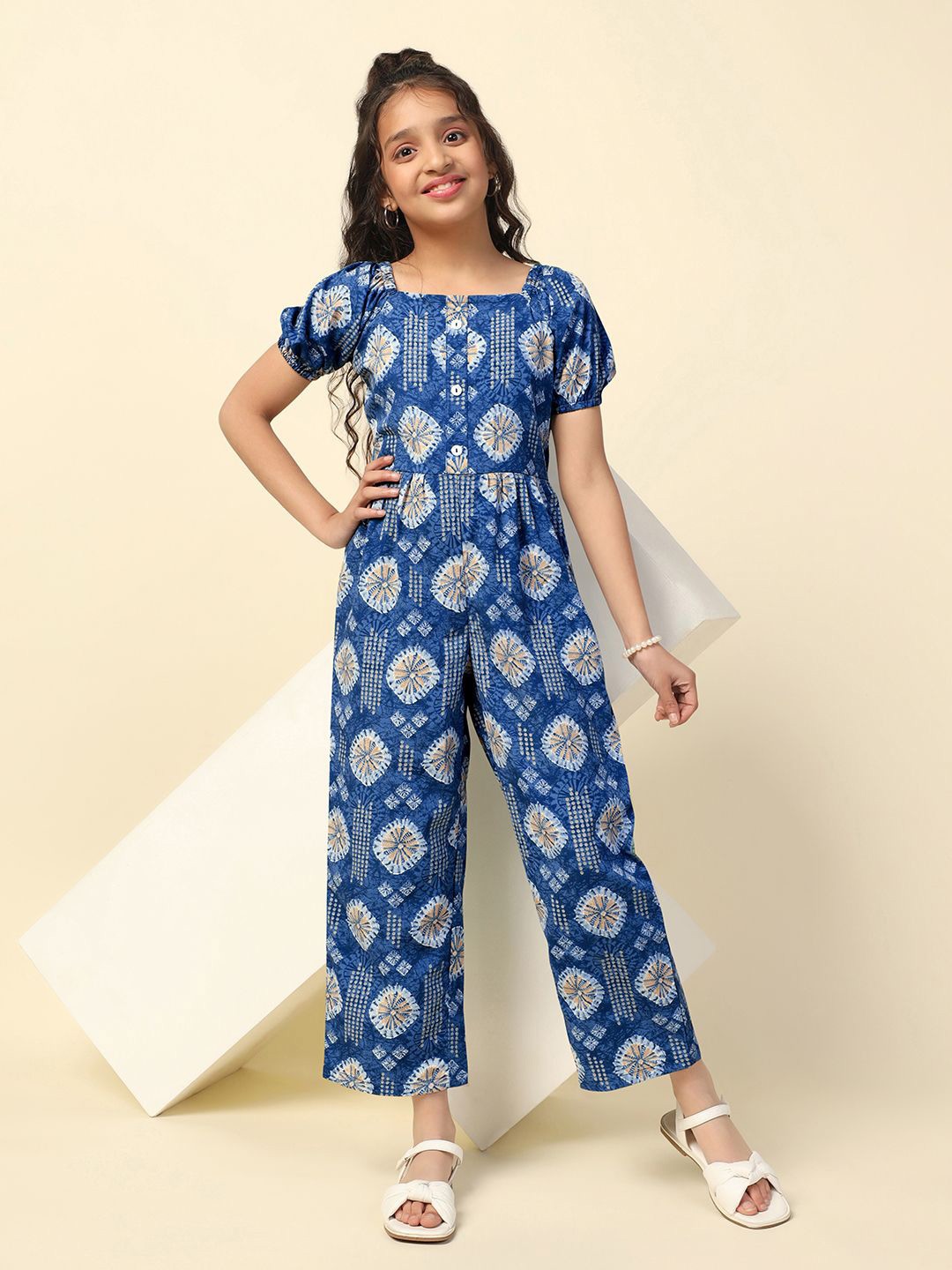 

BAESD Girls Printed Basic Jumpsuit, Blue