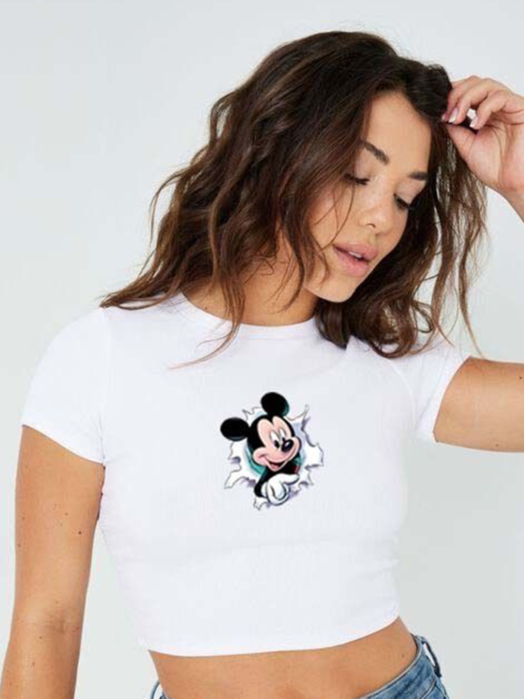 

sollobell Print Cotton Crop Top, White