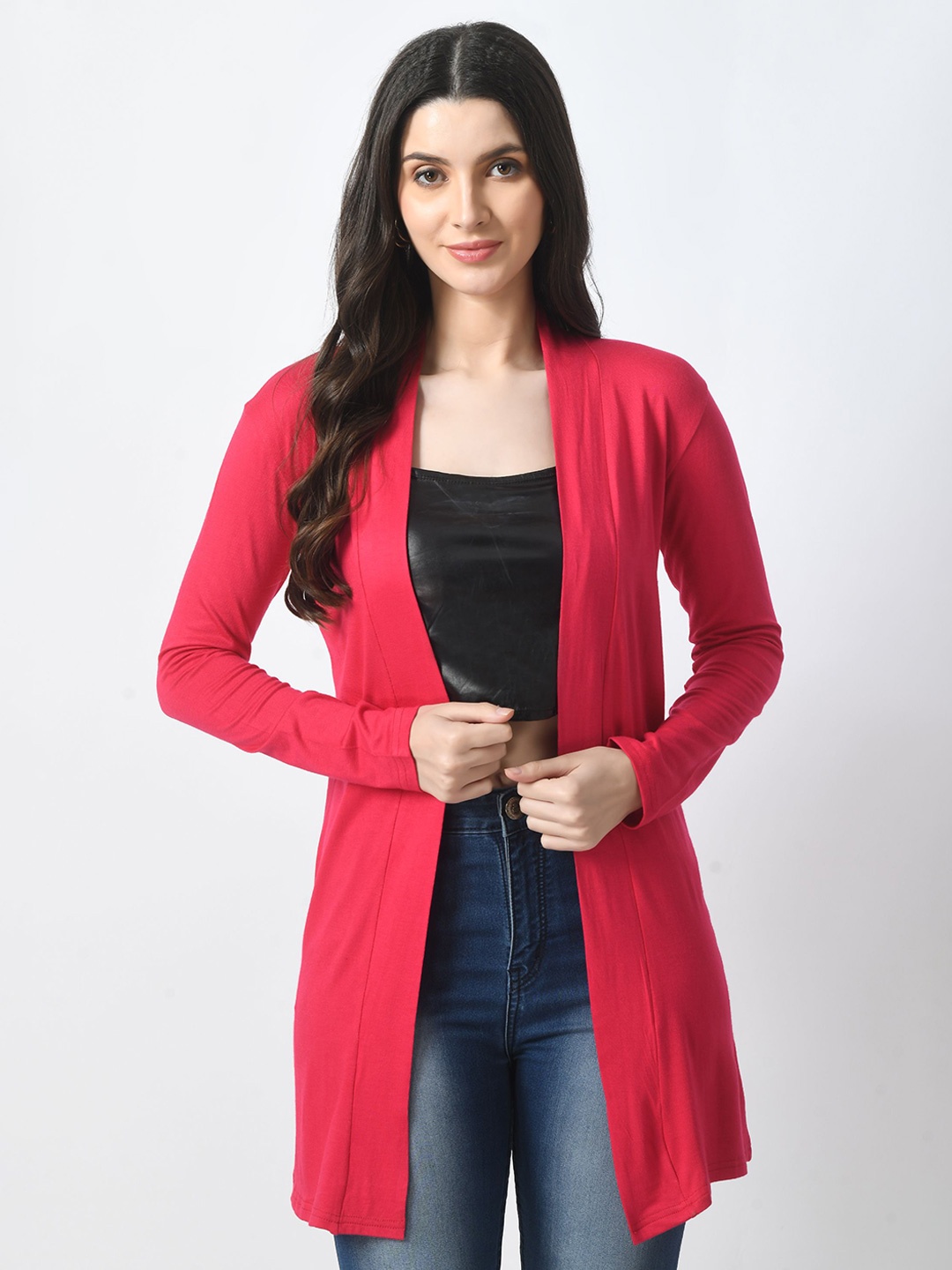 

RAYWARE Women Longline Shrug, Red