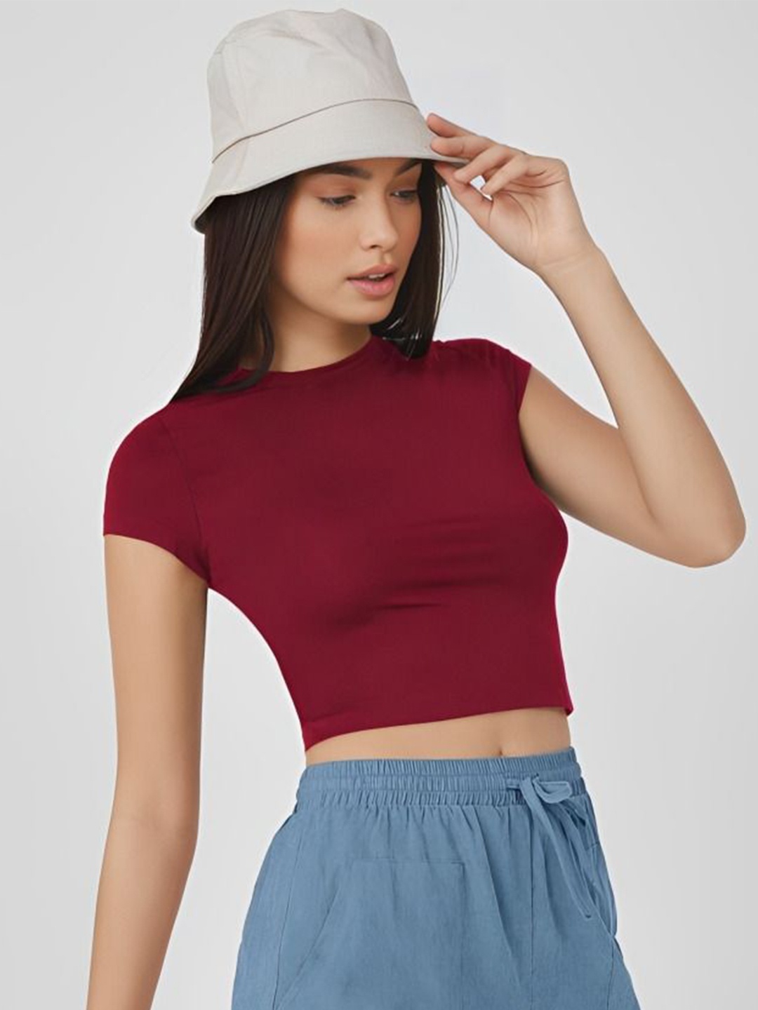 

sollobell Cotton Tank Crop Top, Maroon