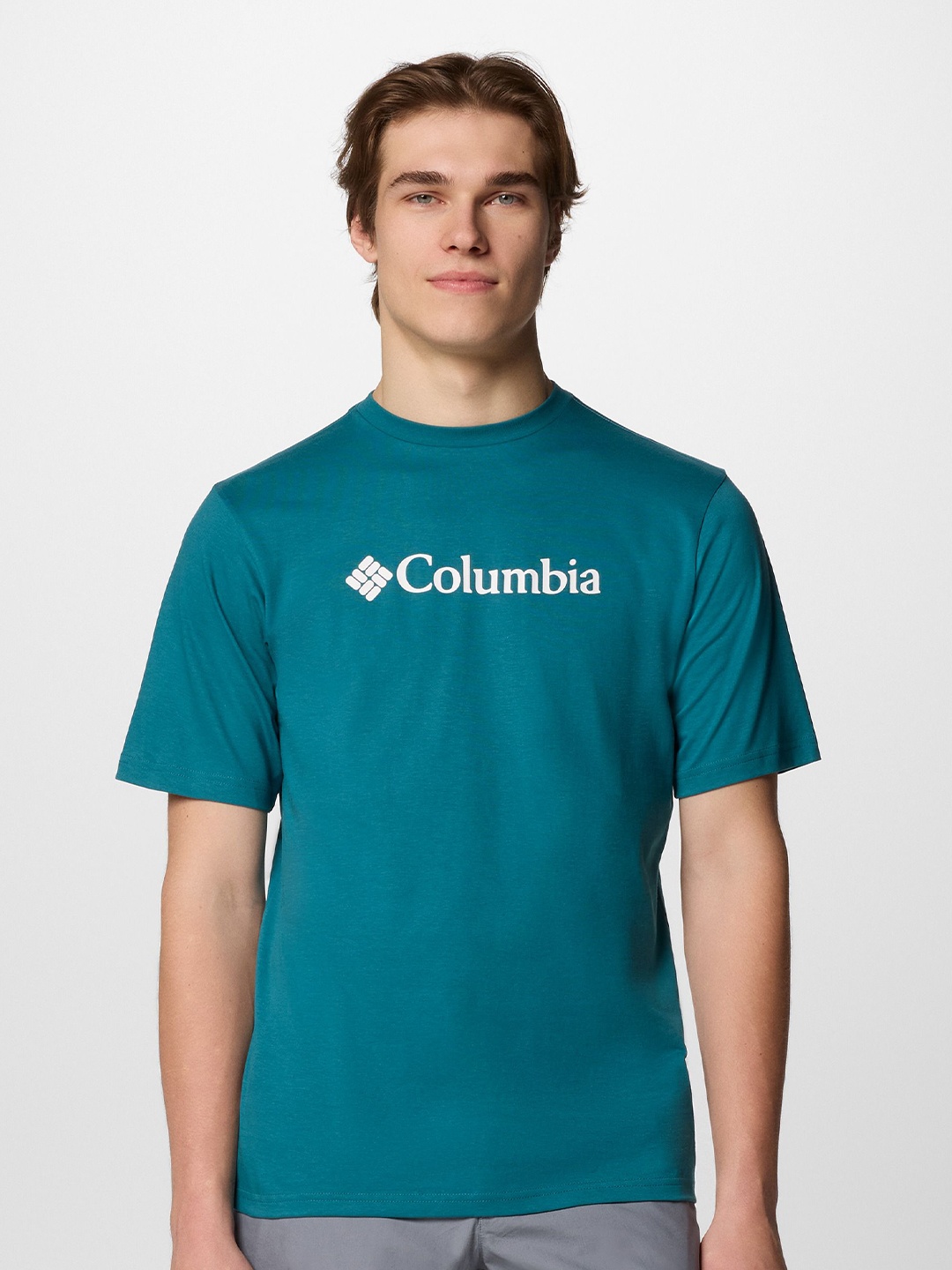 

Columbia Men Typography Printed Round Neck Cotton Casual T-shirt, Teal