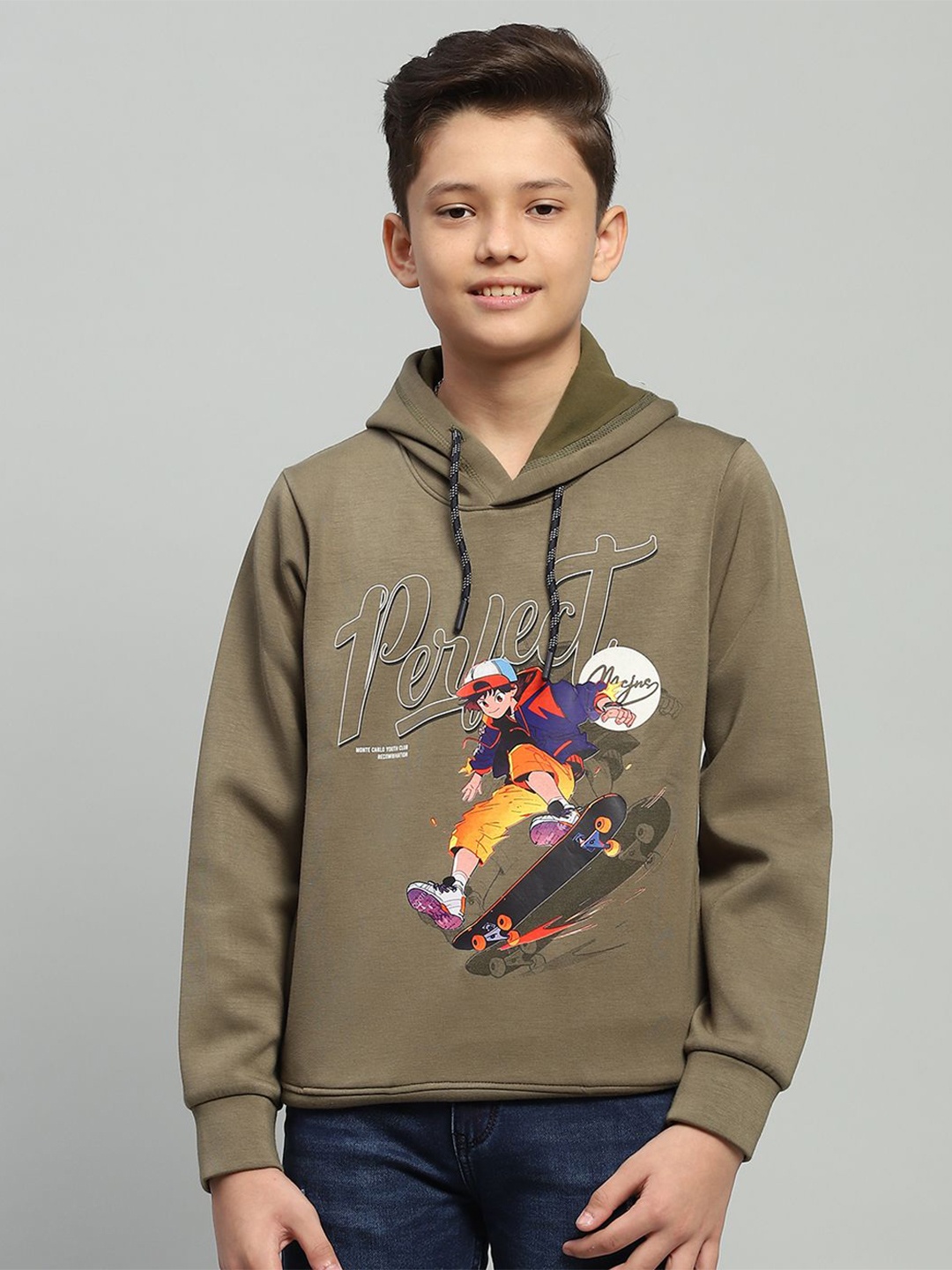 

Monte Carlo Boys Printed Hooded Sweatshirt, Olive